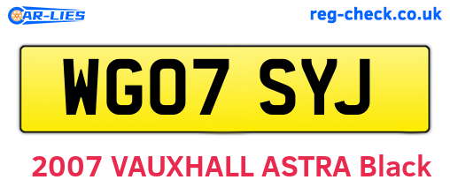 WG07SYJ are the vehicle registration plates.