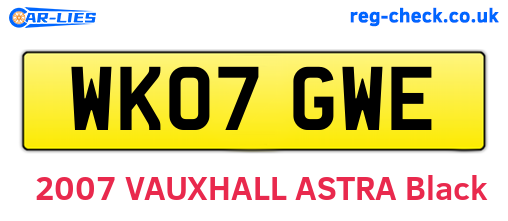WK07GWE are the vehicle registration plates.