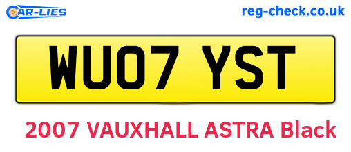 WU07YST are the vehicle registration plates.