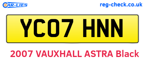 YC07HNN are the vehicle registration plates.