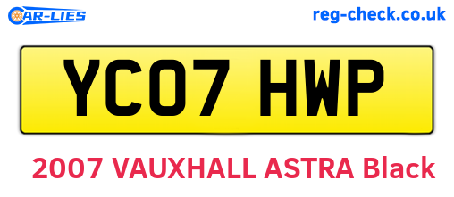 YC07HWP are the vehicle registration plates.