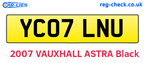 YC07LNU are the vehicle registration plates.