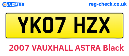 YK07HZX are the vehicle registration plates.