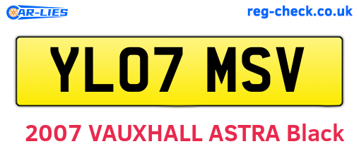 YL07MSV are the vehicle registration plates.