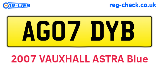 AG07DYB are the vehicle registration plates.