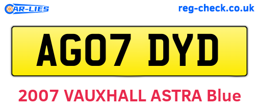 AG07DYD are the vehicle registration plates.