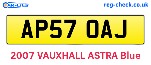 AP57OAJ are the vehicle registration plates.