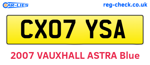 CX07YSA are the vehicle registration plates.