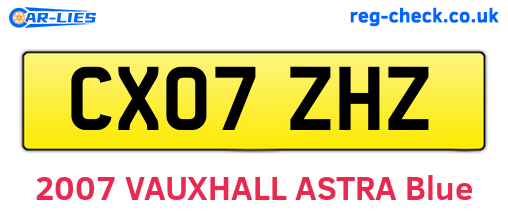 CX07ZHZ are the vehicle registration plates.