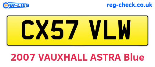 CX57VLW are the vehicle registration plates.