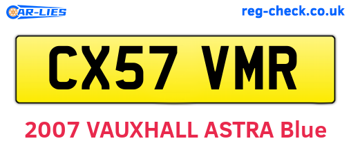 CX57VMR are the vehicle registration plates.