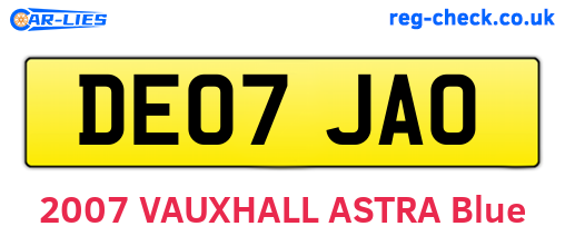 DE07JAO are the vehicle registration plates.