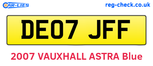 DE07JFF are the vehicle registration plates.