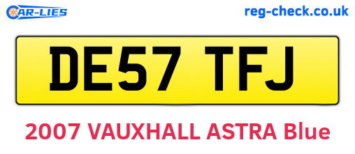 DE57TFJ are the vehicle registration plates.