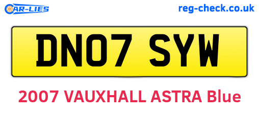 DN07SYW are the vehicle registration plates.