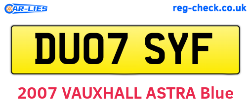 DU07SYF are the vehicle registration plates.