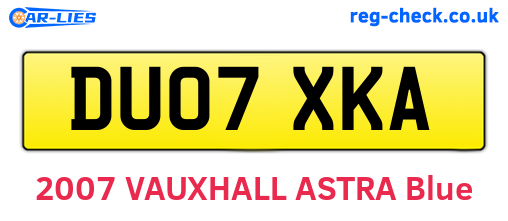 DU07XKA are the vehicle registration plates.