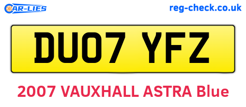 DU07YFZ are the vehicle registration plates.