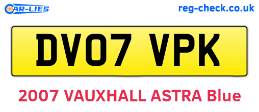 DV07VPK are the vehicle registration plates.