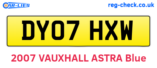 DY07HXW are the vehicle registration plates.