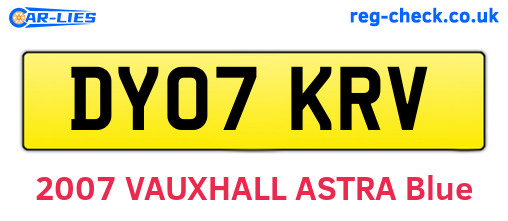 DY07KRV are the vehicle registration plates.