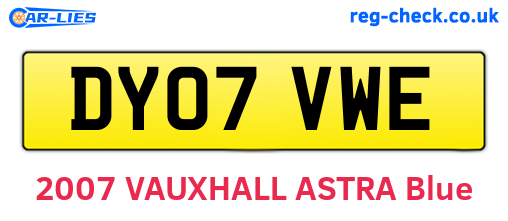 DY07VWE are the vehicle registration plates.