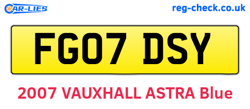 FG07DSY are the vehicle registration plates.