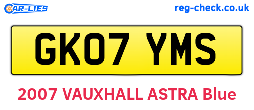 GK07YMS are the vehicle registration plates.
