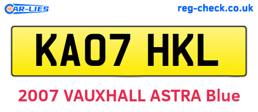 KA07HKL are the vehicle registration plates.