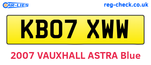 KB07XWW are the vehicle registration plates.