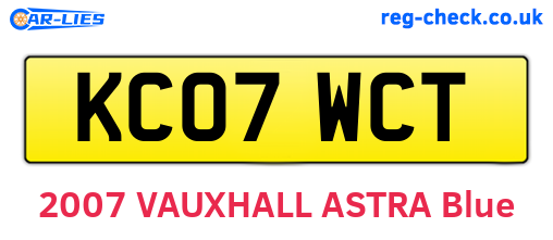 KC07WCT are the vehicle registration plates.
