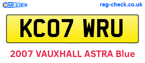 KC07WRU are the vehicle registration plates.