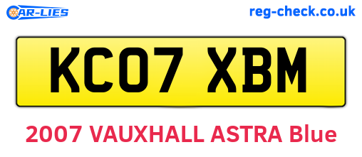 KC07XBM are the vehicle registration plates.