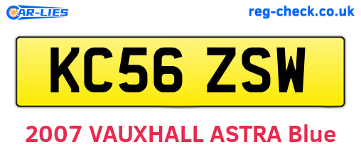 KC56ZSW are the vehicle registration plates.