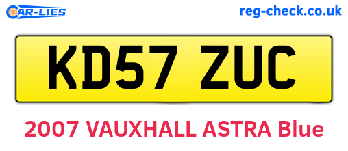KD57ZUC are the vehicle registration plates.