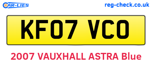 KF07VCO are the vehicle registration plates.