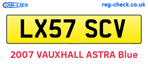 LX57SCV are the vehicle registration plates.