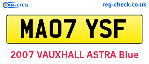 MA07YSF are the vehicle registration plates.