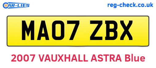 MA07ZBX are the vehicle registration plates.