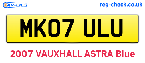 MK07ULU are the vehicle registration plates.
