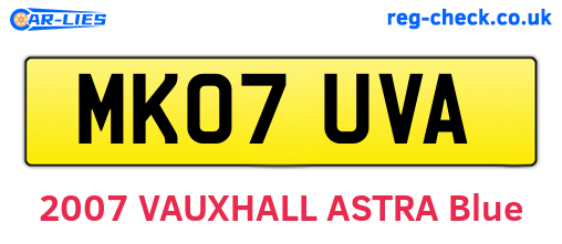 MK07UVA are the vehicle registration plates.