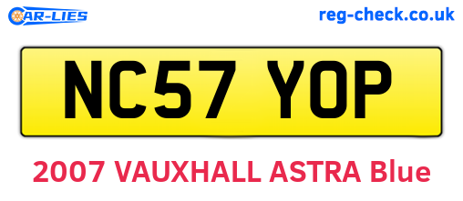 NC57YOP are the vehicle registration plates.