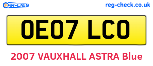 OE07LCO are the vehicle registration plates.