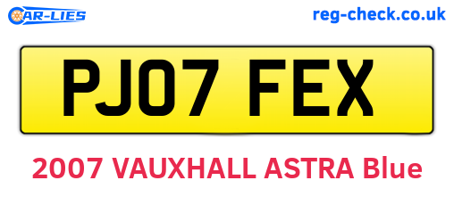 PJ07FEX are the vehicle registration plates.