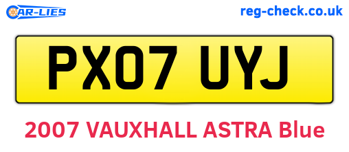 PX07UYJ are the vehicle registration plates.