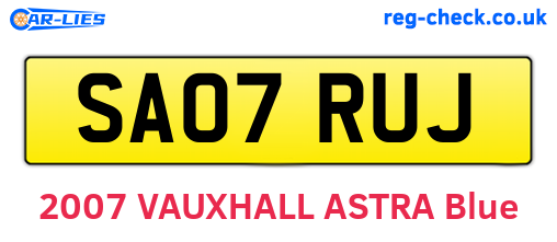 SA07RUJ are the vehicle registration plates.