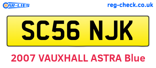 SC56NJK are the vehicle registration plates.
