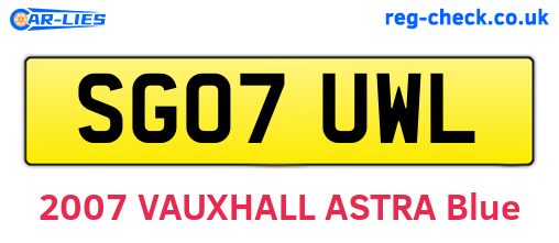 SG07UWL are the vehicle registration plates.