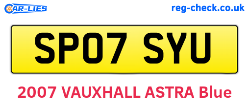 SP07SYU are the vehicle registration plates.