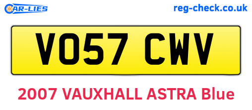 VO57CWV are the vehicle registration plates.